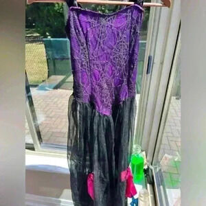 Gothic Spider Web Dress Purple Black Mesh | Halloween Costume Cosplay Emo Grun